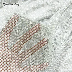 Rotterdam Kly Crystal Fabric, Aluminium Glass bal inestone Mesh Fabric, Chainmail fur s, Bag, Garment Body Jewelry Designer, DIY, 3mm