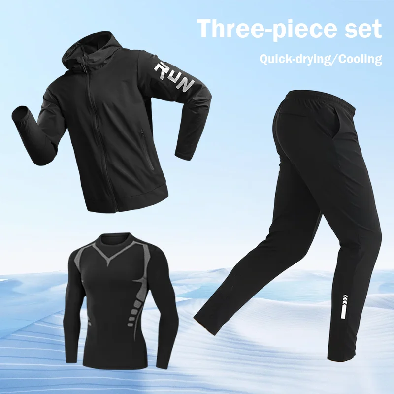 

Мужской быстросохнущий спортивный костюм для бега: весенняя куртка для активного отдыха, фитнеса, велоспорта, тренировок, утренних пробежек, альпинизма