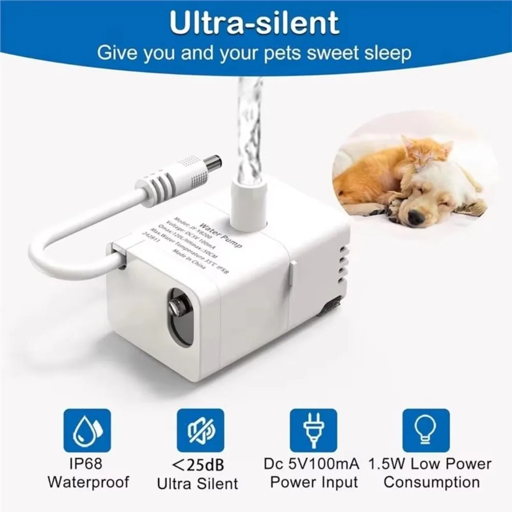 Ultra Quiet Pet Water Fountain Pump LED Indicator Light Filter Pump Cat Fountain Pump Ultra-Efficient Auto Power Off