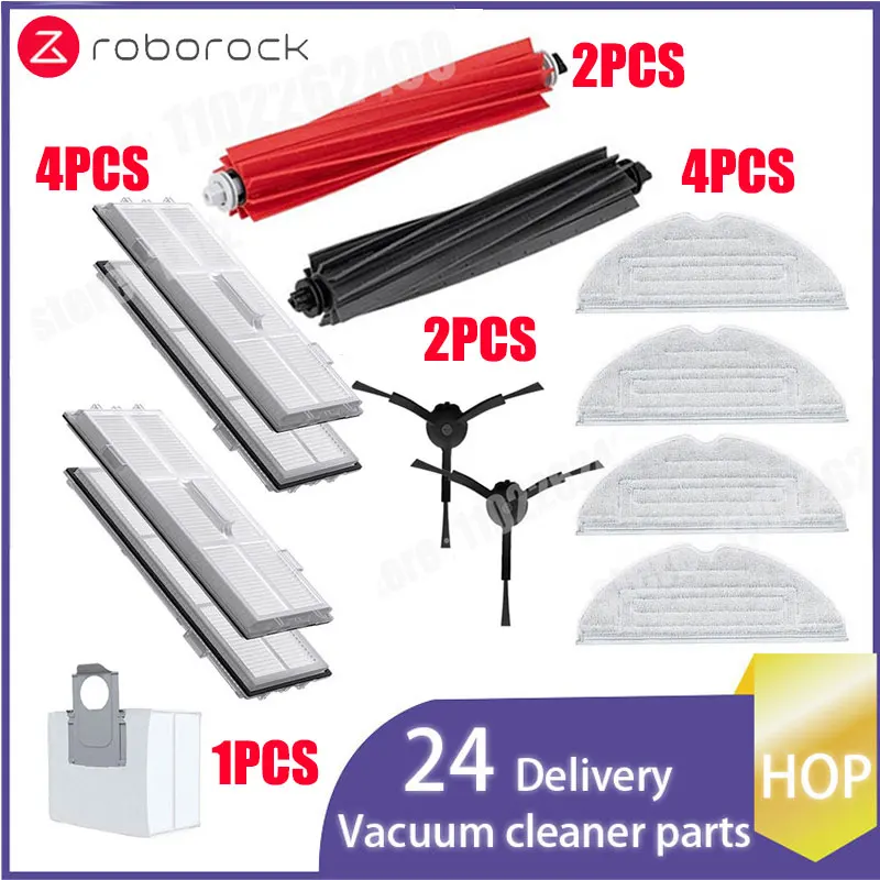 For Roborock S8 S8 Pro Ultra S8+ Spare Parts DuoRoller Main Side Brushes Mop Cloths HEPA Filters Dust Bags Accessories