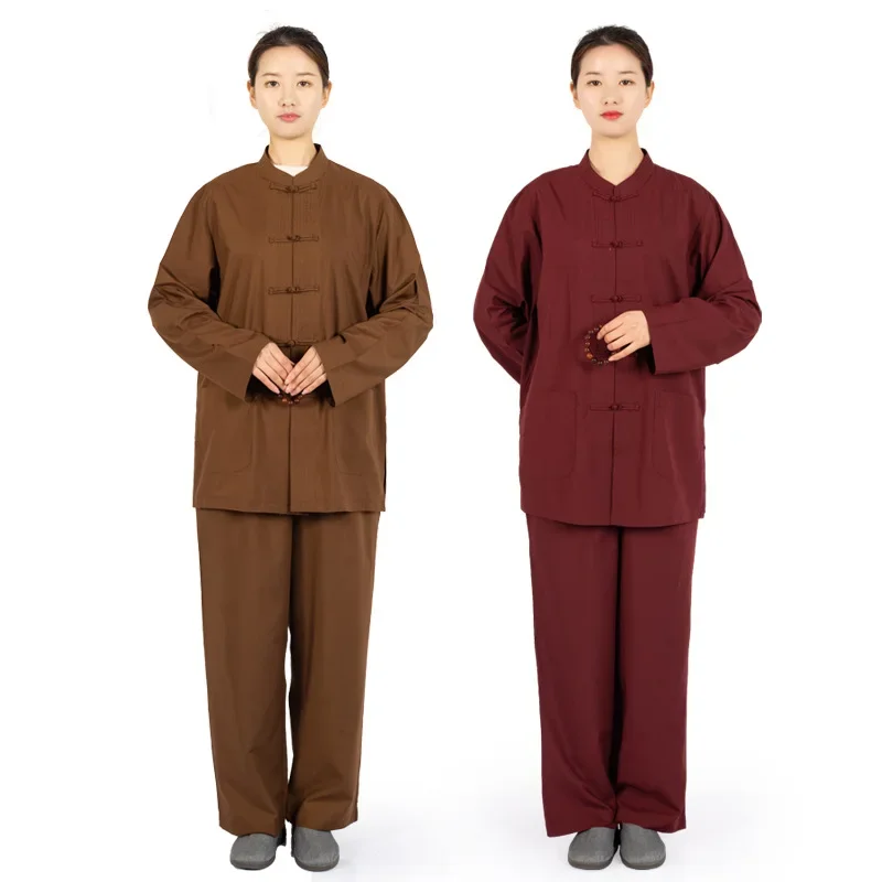 

Новый комплект одежды для буддистов: топ и брюки Хайцин, традиционная китайская одежда для медитации для взрослых, костюм монаха/монахини из хлопка