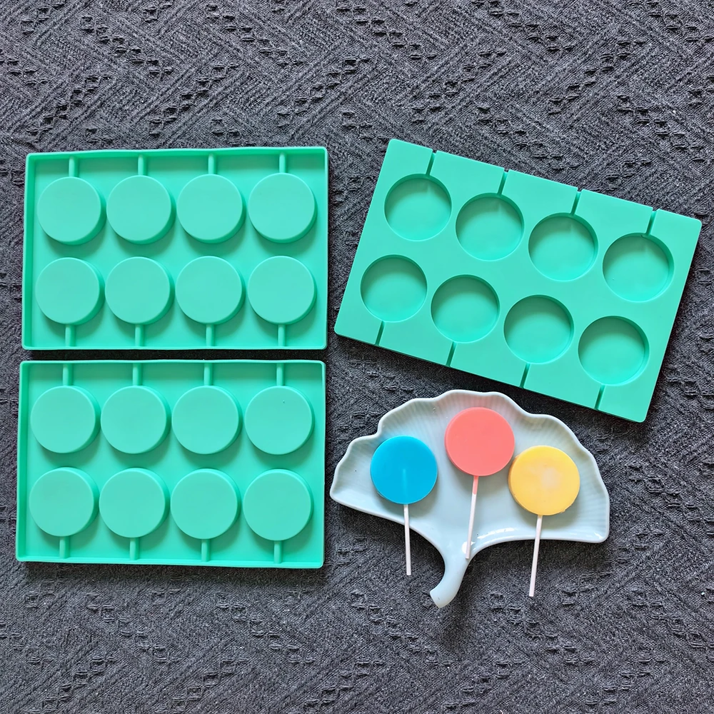 1 قطعة 8-تجويف مصاصة دائرية الشوكولاته الخبز كوكي قالب من السيليكون DIY بها بنفسك الشوكولاته الحلوى بودنغ كعكة زينة زخرفية