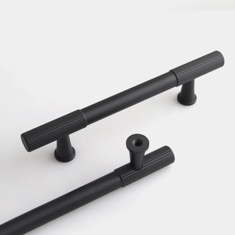 KK&FING Modern Aluminum Alloy Vertical Grain Furniture Door Handles Cabinet Drawer Knobs Wardrobe Cupboard Door Pulls Hardware