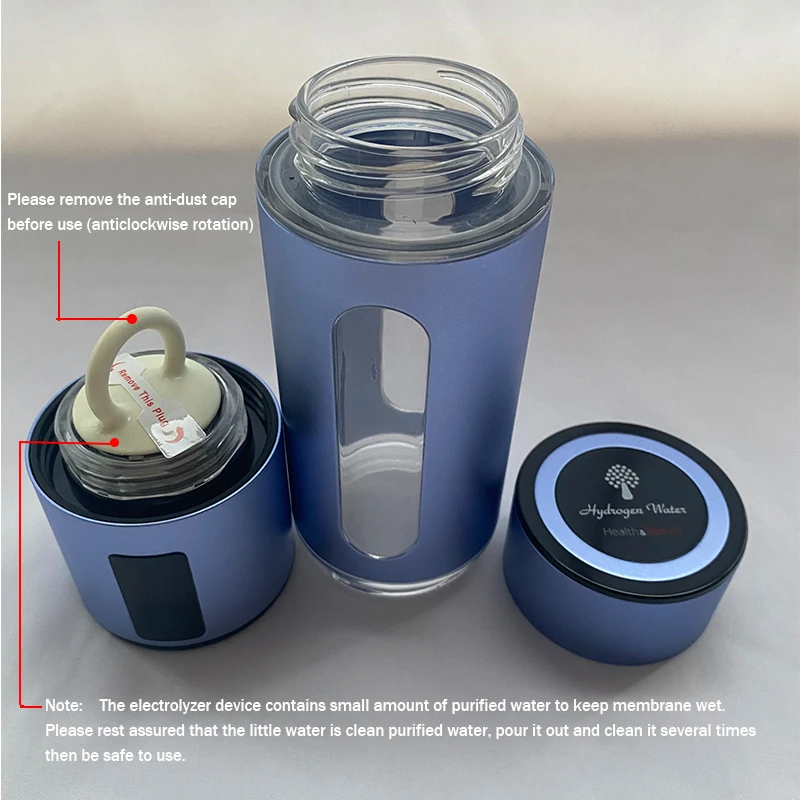 휴대용 5000ppb 수소 풍부한 물병 생성기 SPE/PEM H2 메이커 건강을위한 수소 풍부한 물 컵 플라스크