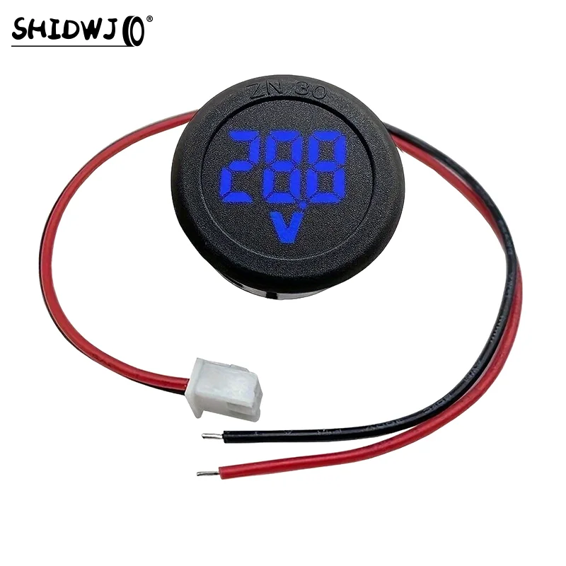 Car LED Digital Display Circular Two-wire Voltmeter DC Digital Voltmeter Reverse Connection Protection Tools Voltage Meter