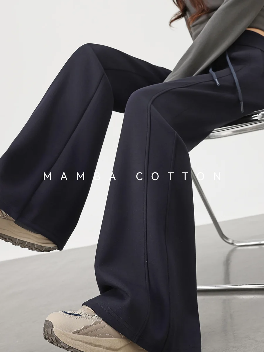 Pantaloni a gamba larga Pantaloni larghi da donna in pile invernale a costine Peluche Fodera delicata Calore Pantaloni rilassati da salotto ispessiti Highstreet Elegante