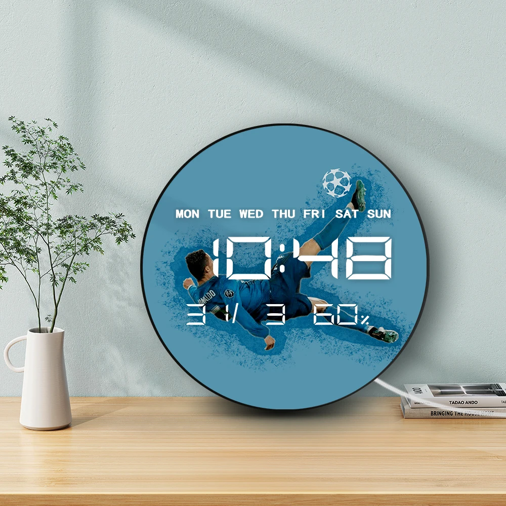 رونالدو العلوي الهدف LED ساعة الحائط الرقمية البرتغال كرة القدم أسطورة دراجة ركلة مبدعة كرة القدم عرض الإلكترونية ساعة الحائط