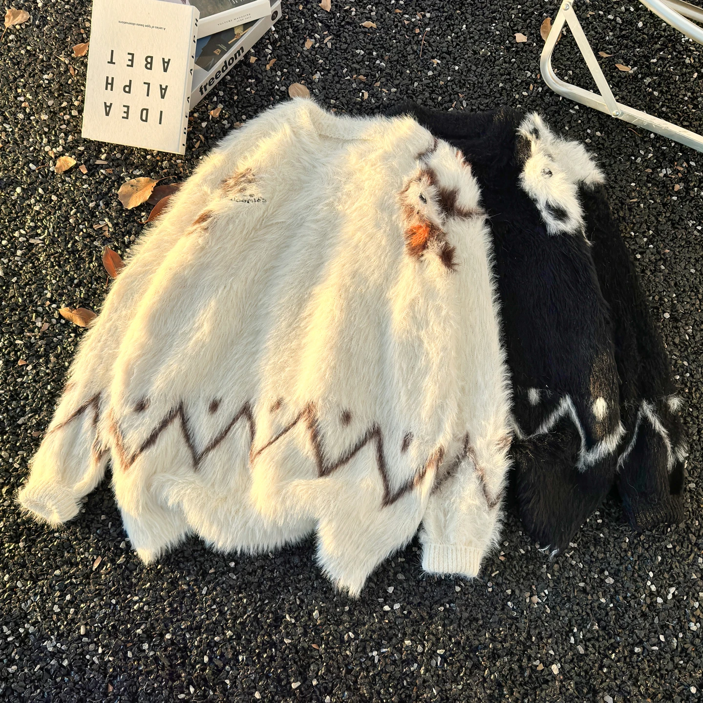 

Cartoon Fair Isle Knit Sweater Men's Lazy Sle High Sensation Soft Plu Autumn Winter Warm Versatile Knitted irt