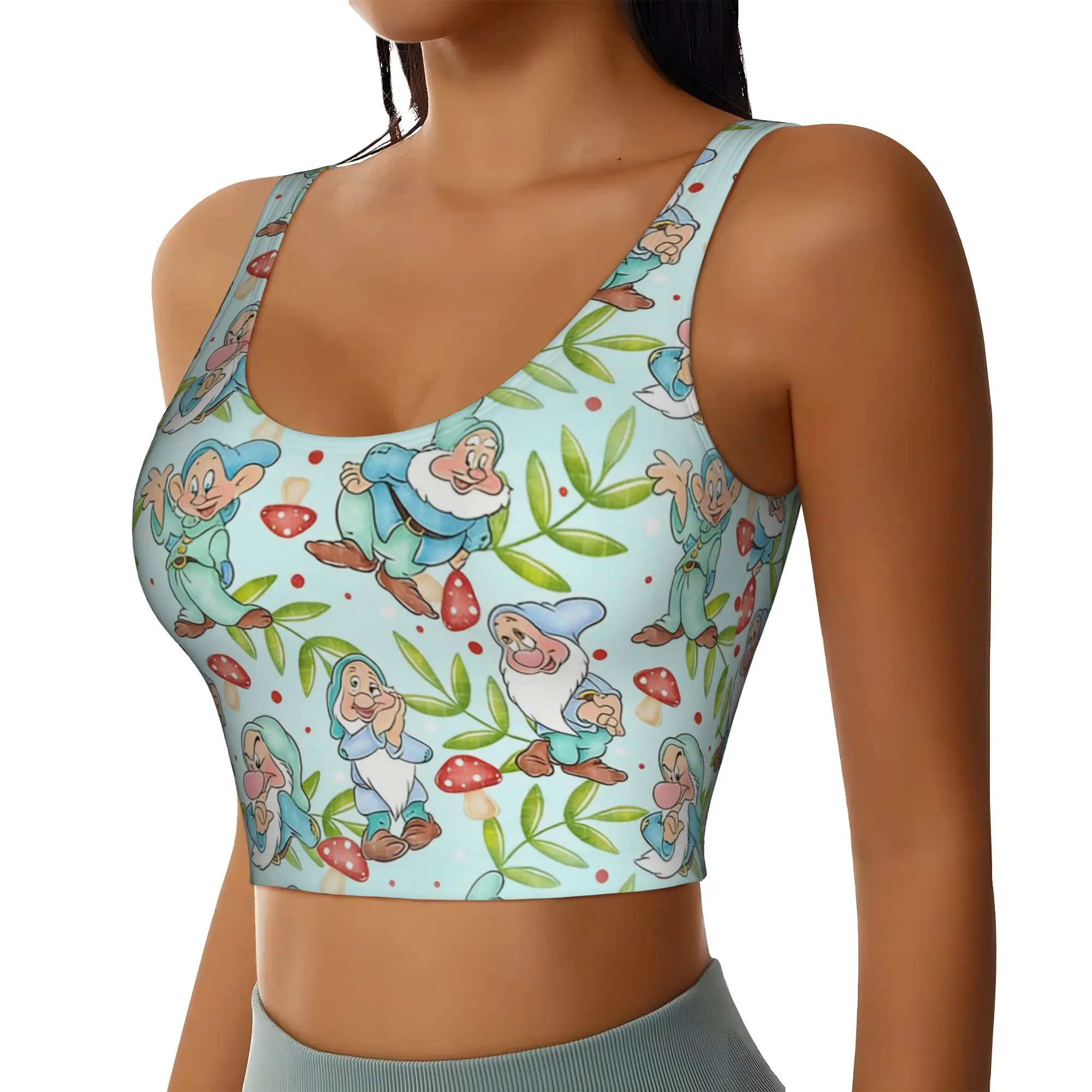 Custom High Impact Seven Dwarfs Sports Bra Women's Anime Manga Gym Workout Yoga Crop Top