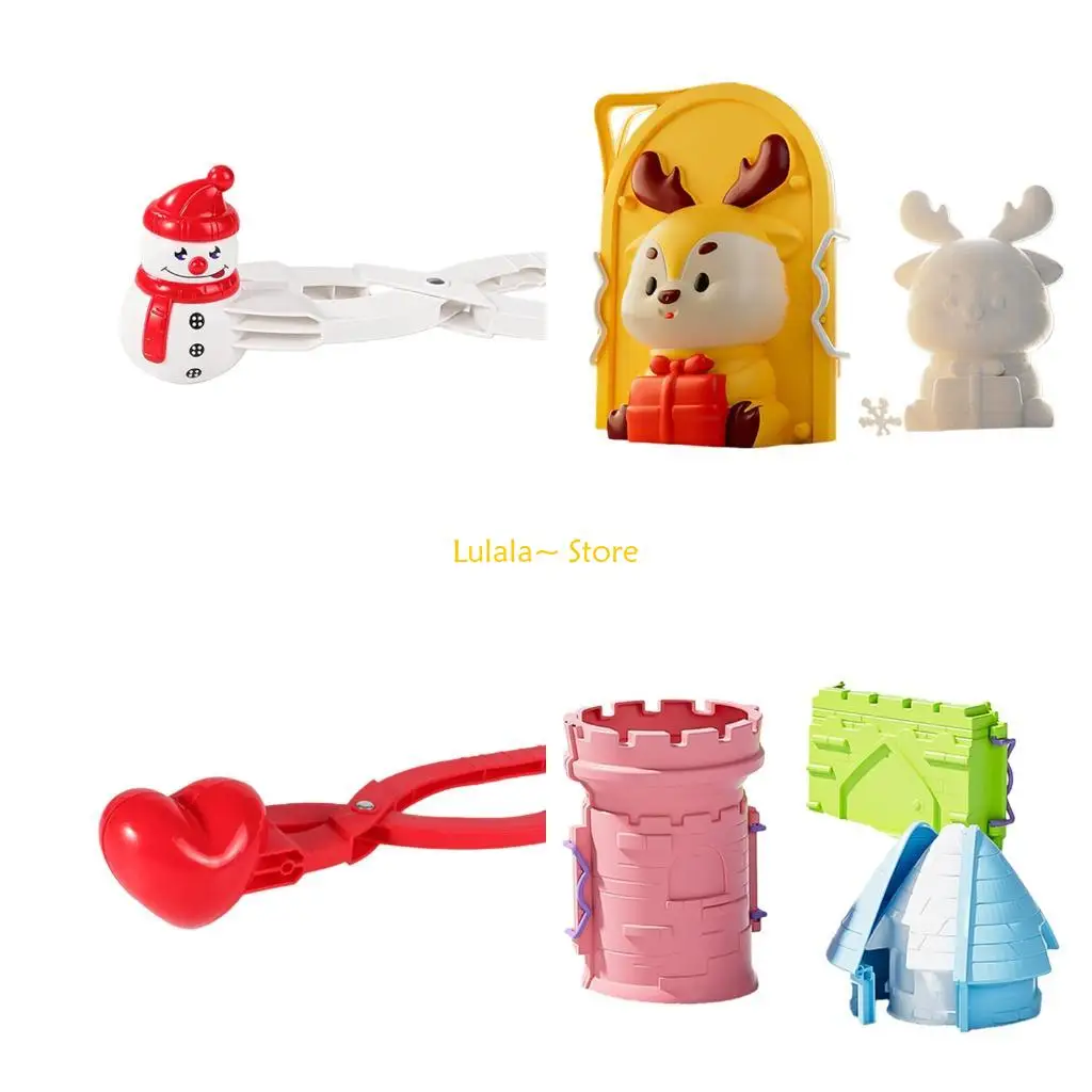 

Y4QA Snow Ball Maker Snow Sand Ball Clip Cartoon Snow Ball Moulding for Children