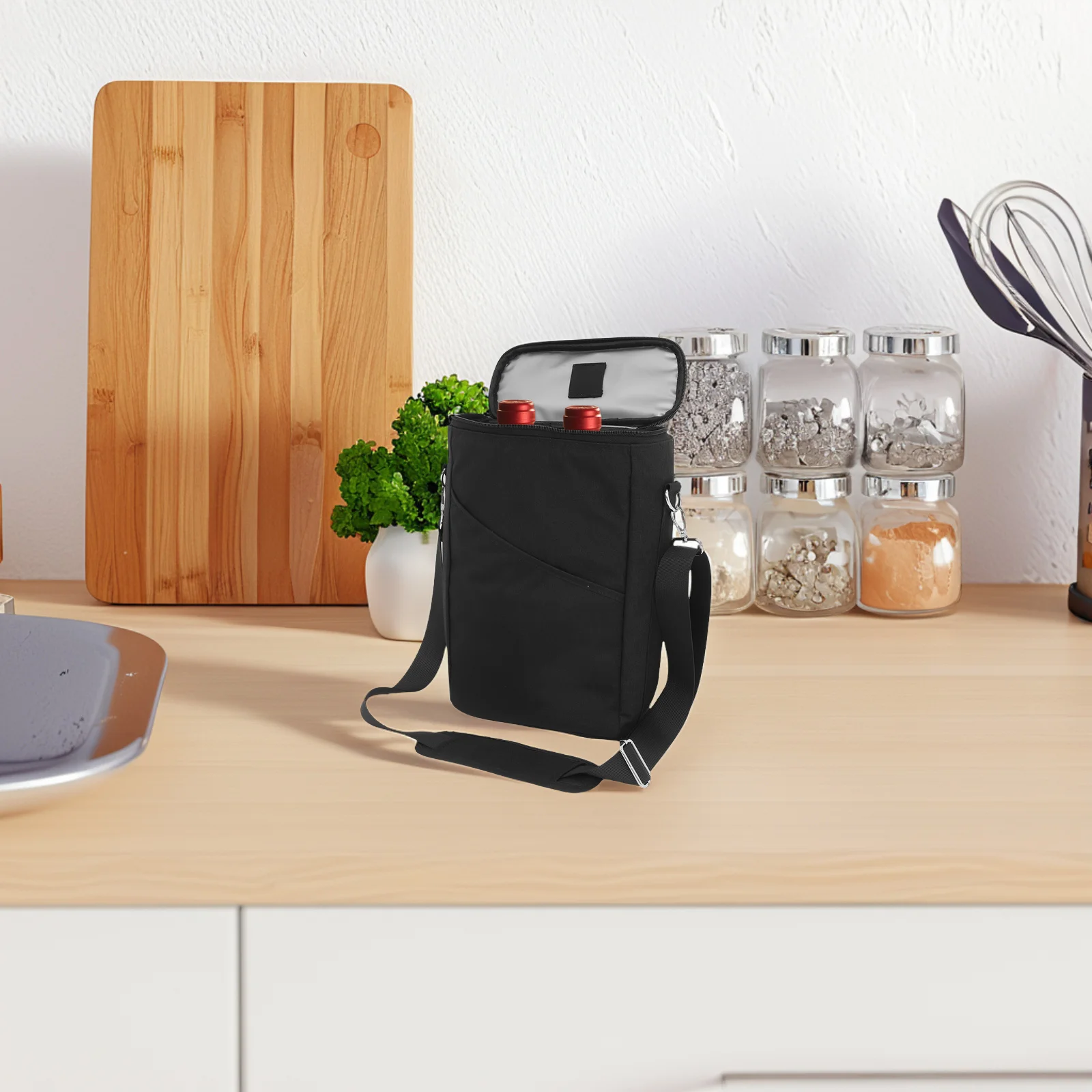 

Insulated Bottle Travel Protector Bags Leakproof Portable Cooler Tote For Women Adjustable Strap Dual Capacity Elegant