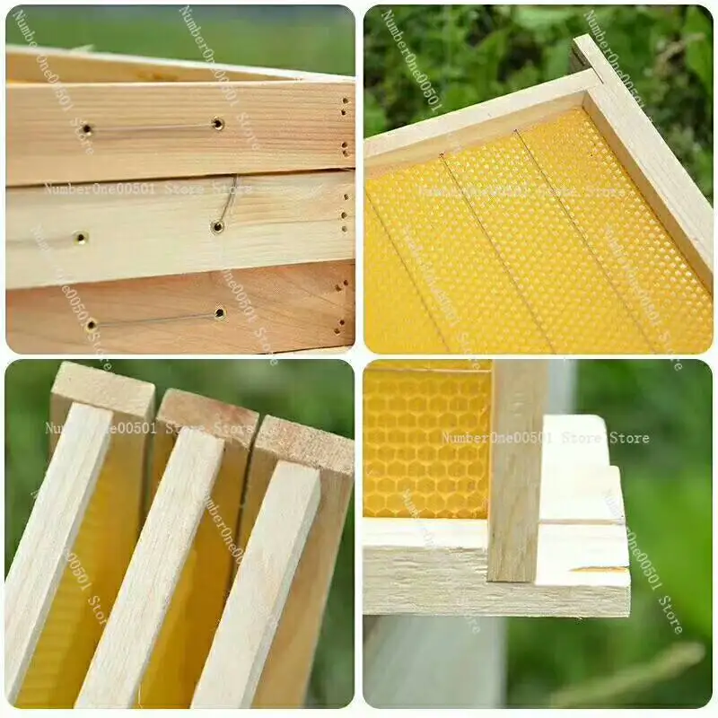 Chinese/Italian Bee Hive Frames Foundation Wax Comb 8000 Cells Complete Set with Frames Beekeeping Tools