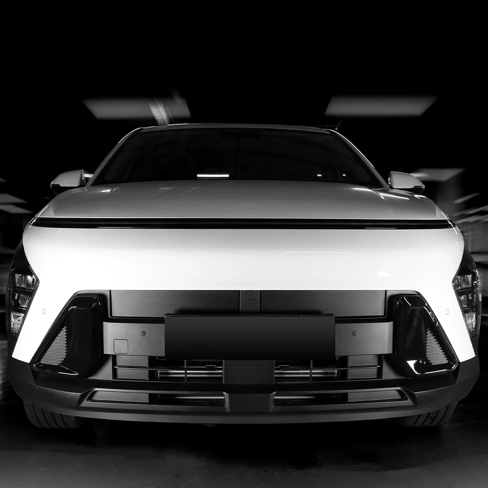 

Внешний аксессуар автомобиля из углеродного волокна, яркий черный передний бампер, противотуманная фара, рамка лампы, накладка для Hyundai KONA SX2 2024-2026