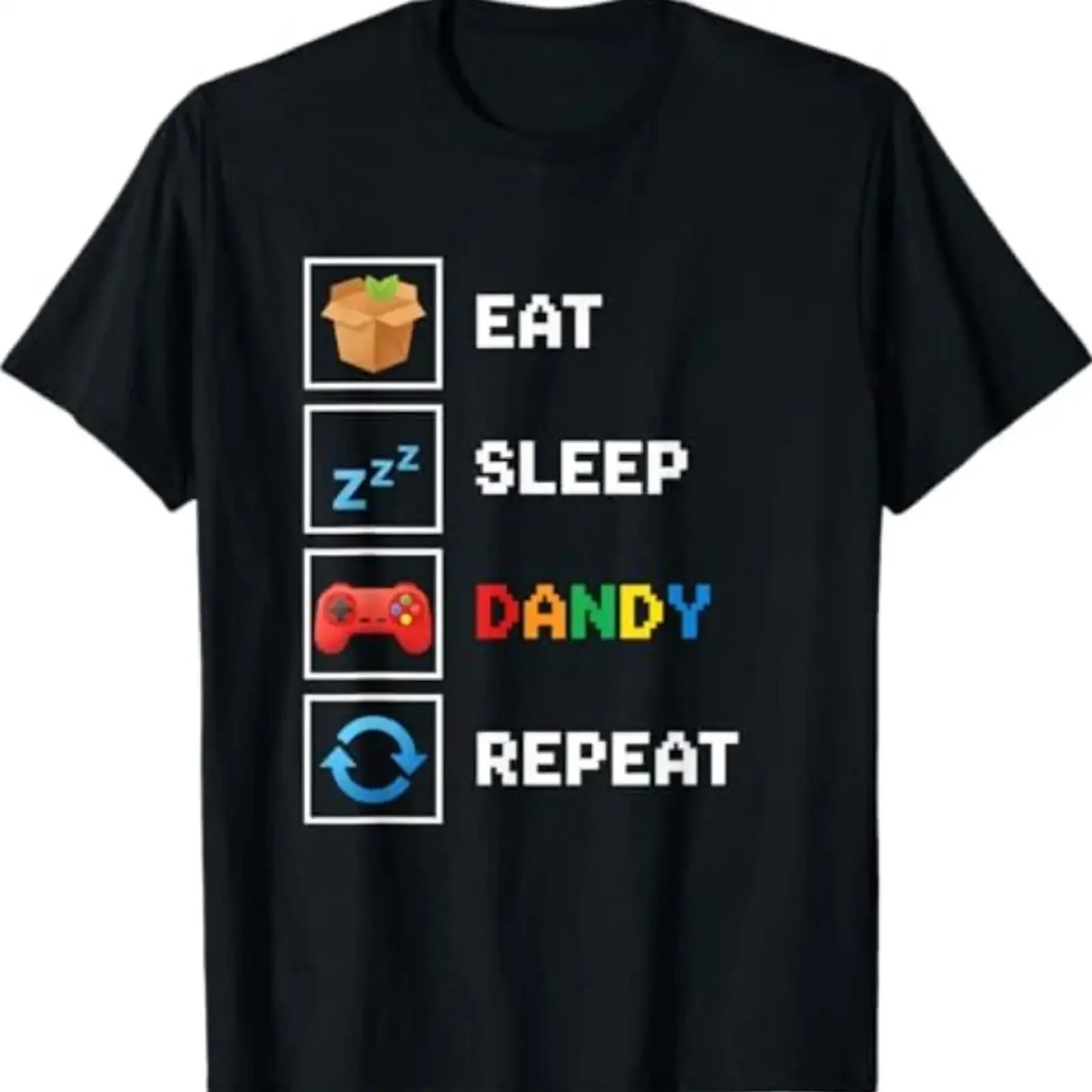 Food amp Drink Eat Sleep Dandy Repeat Pixel Foodie Retro Gamer T Shirt vintage Washed Comfortable Soft Casual Stylish fashion