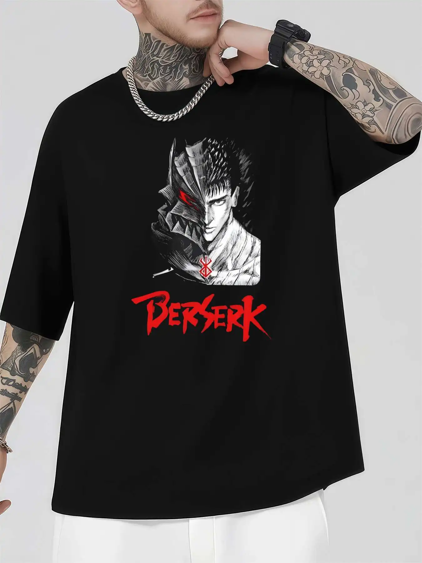 

Berserk Manga Anime TShirt Men's 220gsm New Summer Casual Crew Neck Pure Cotton Short-Sleeved T-Shirt