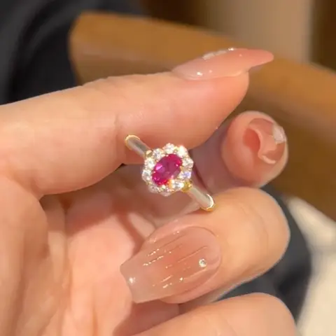 Luxurious and high-end red corundum 925 sterling silver ring - Women's engagement jewelry, party jewelry