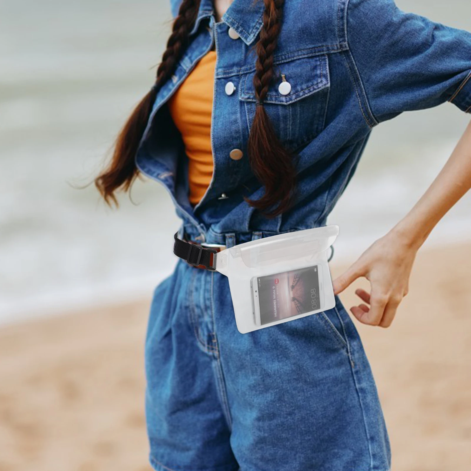 

2Pcs Waterproof Dry Bag Waist Mount Adjustable Crossbody Pouch for Swimming Beach Kayaking Protect Phone Clear View