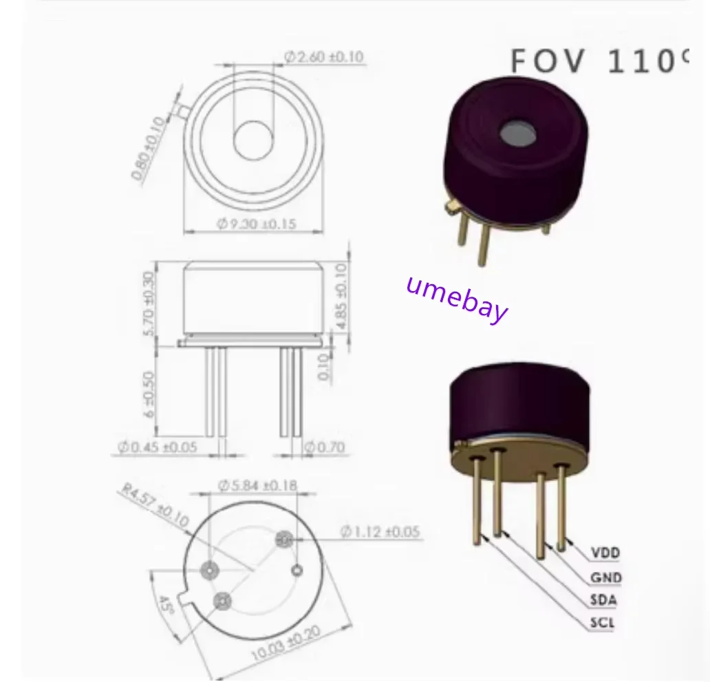 

Датчик MLX90640ESF-BAB-000-TU / MLX90640ESF-BAA / GY-MODBUS-90640BAB с металлической трубкой, протокол MODBUS / GY-IR8062, разрешение 80*60