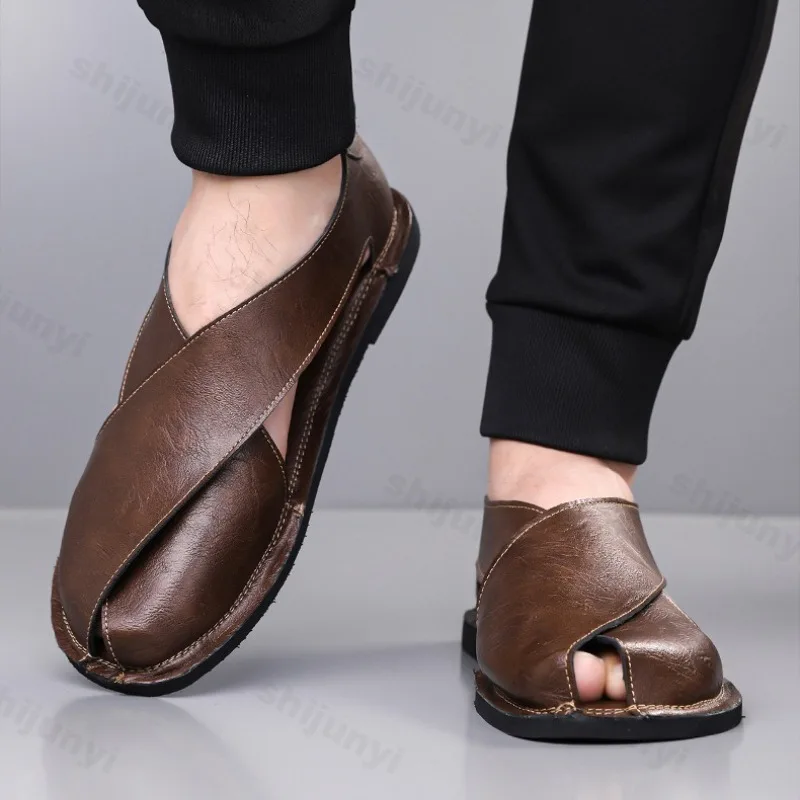 

Men's Casual Sandal Retro Roman Style 2025 Summer Fashion Trend Hollow Breathable Comfortable Lightweight Outdoor Beach Sneakers