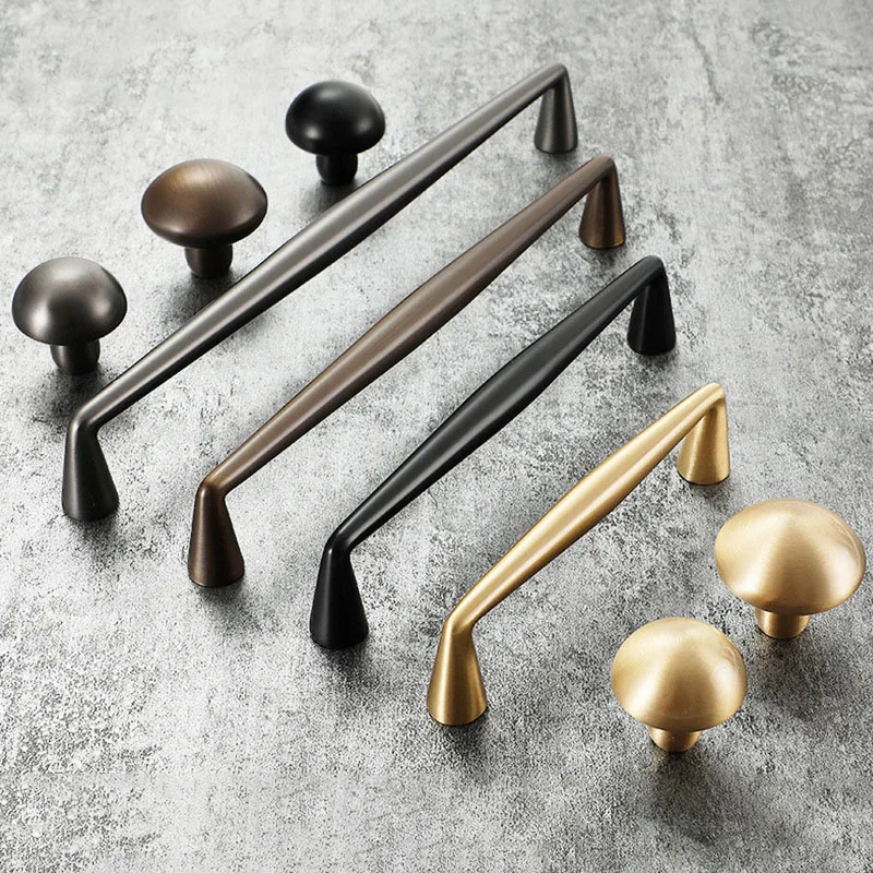 Multi Size Solid Brass Gold Modern Simple Kitchen Cabinet Knobs and Handles Drawer Pulls Bedroom Black Knobs T Bar Cabinet Pull