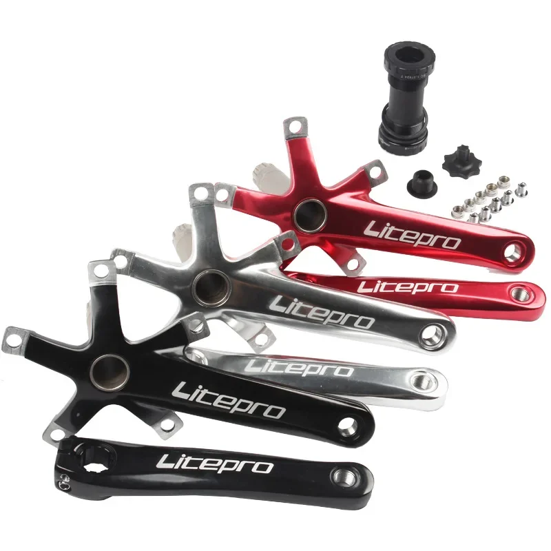 Litepro Folding Bike Hollow Tech Crank With Bottom Bracket 130BCD Ebike Disc Crank Arm 170mm Bicycle Crankset