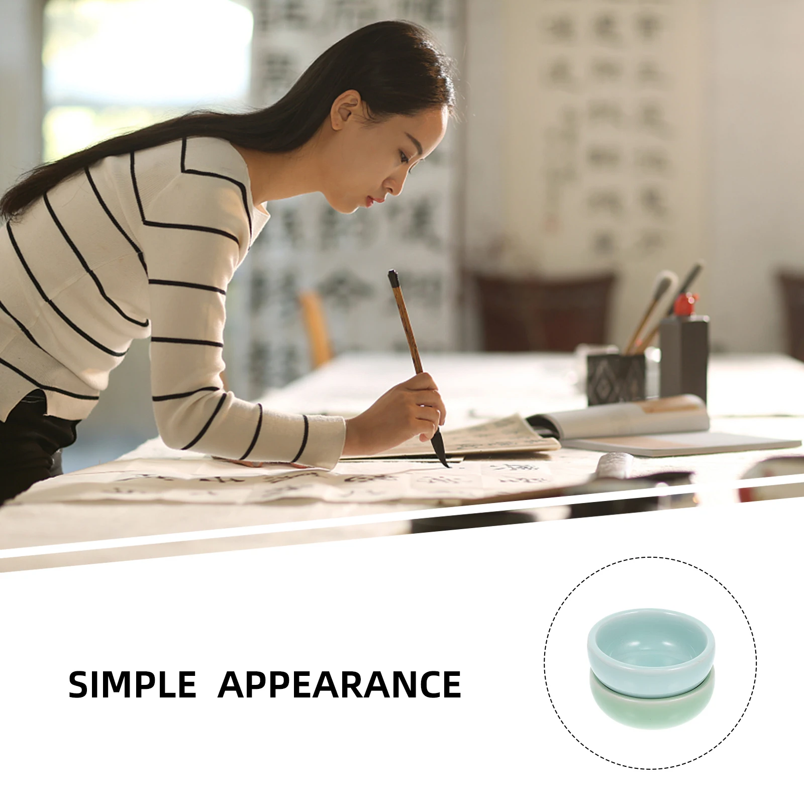 

2Pcs Ceramic Ink Brush Washers Assorted Color High-Quality Materials Fine Workmanship Practical Home Sumi-Brush Washers