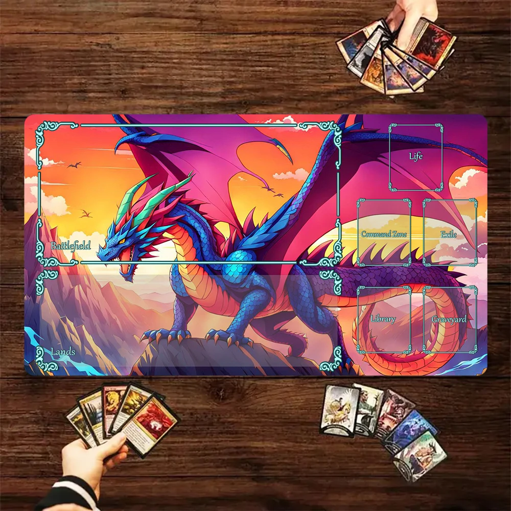 Magic Card Playmat with zone Black Devil Dragon theme anime MTG playmat gathering game mat Desk Mat Commander Battle playmat