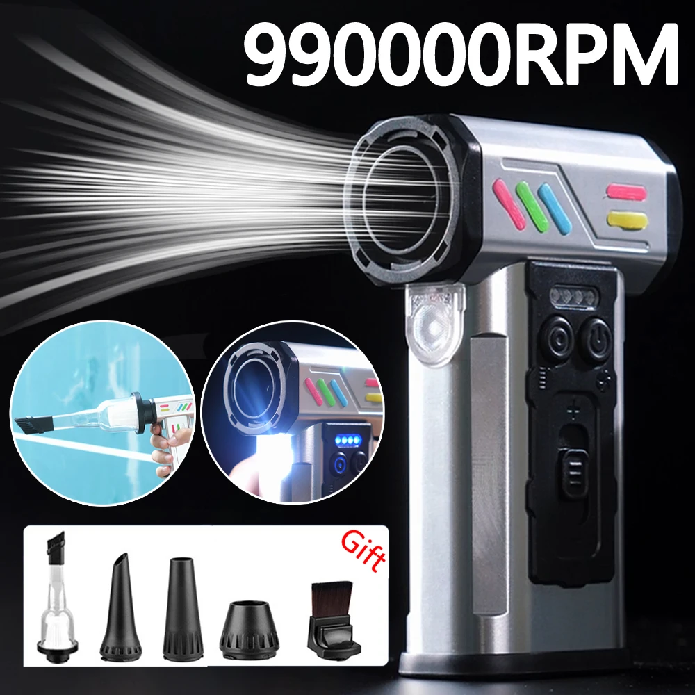 

New Portable Turbo Jet Blower 990000RPM Car Cleaning Tool with Long Nozzles Electric Air Blower Car Vacuum Cleaner Turbo Jet Fan