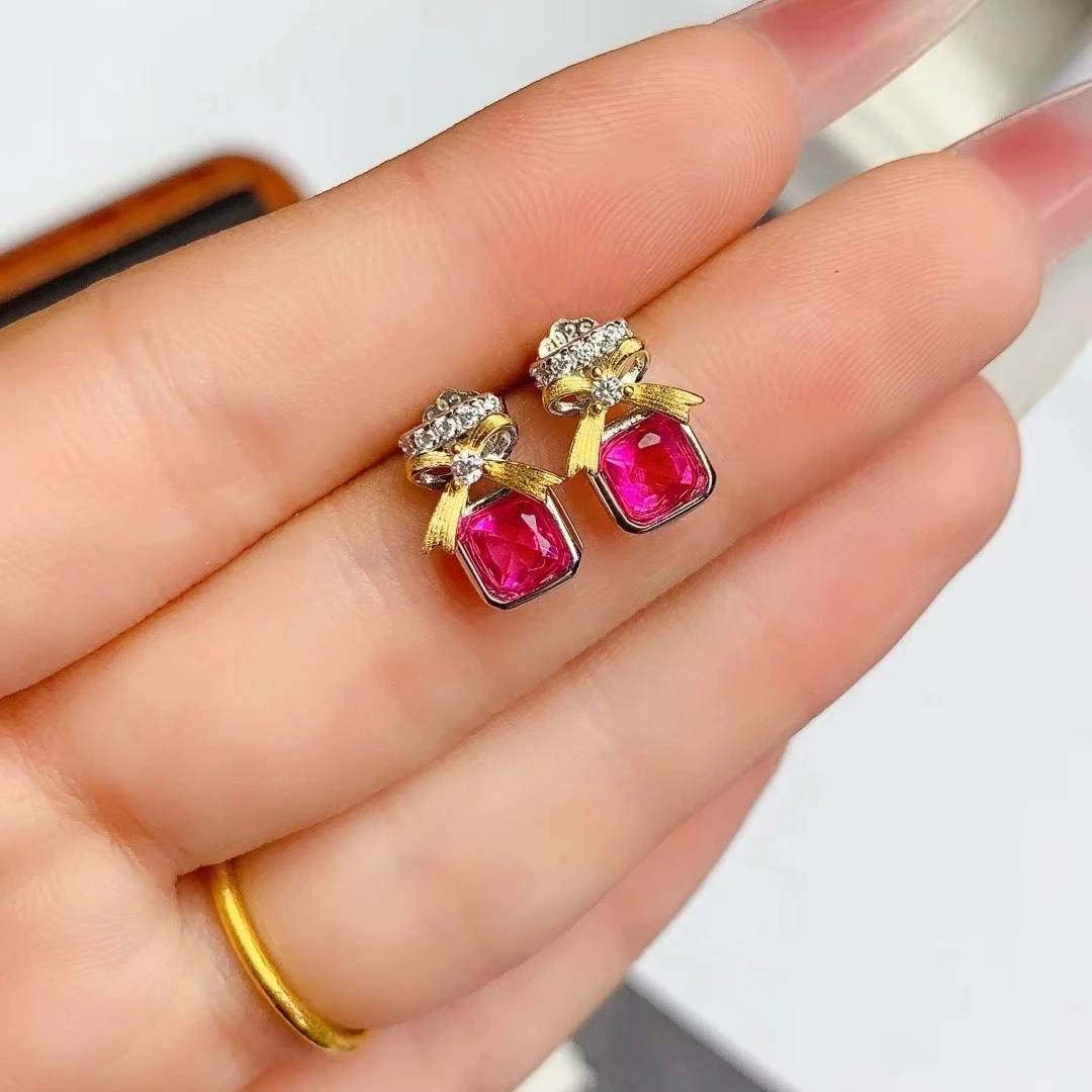 KJJEAXCMY Natural Powdered topaz Earrings S925 silver , electroplated locking color process, high clarity Full of luster