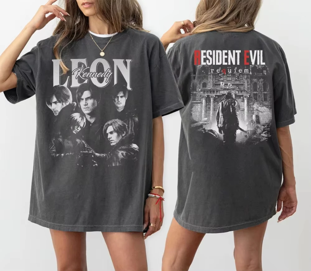 

Plus Size Leon S. Kennedy Resident Evil 9 Requiem Printed T-shirts Summer High Quality Short Sleeved Casual Sports Pullover Tops