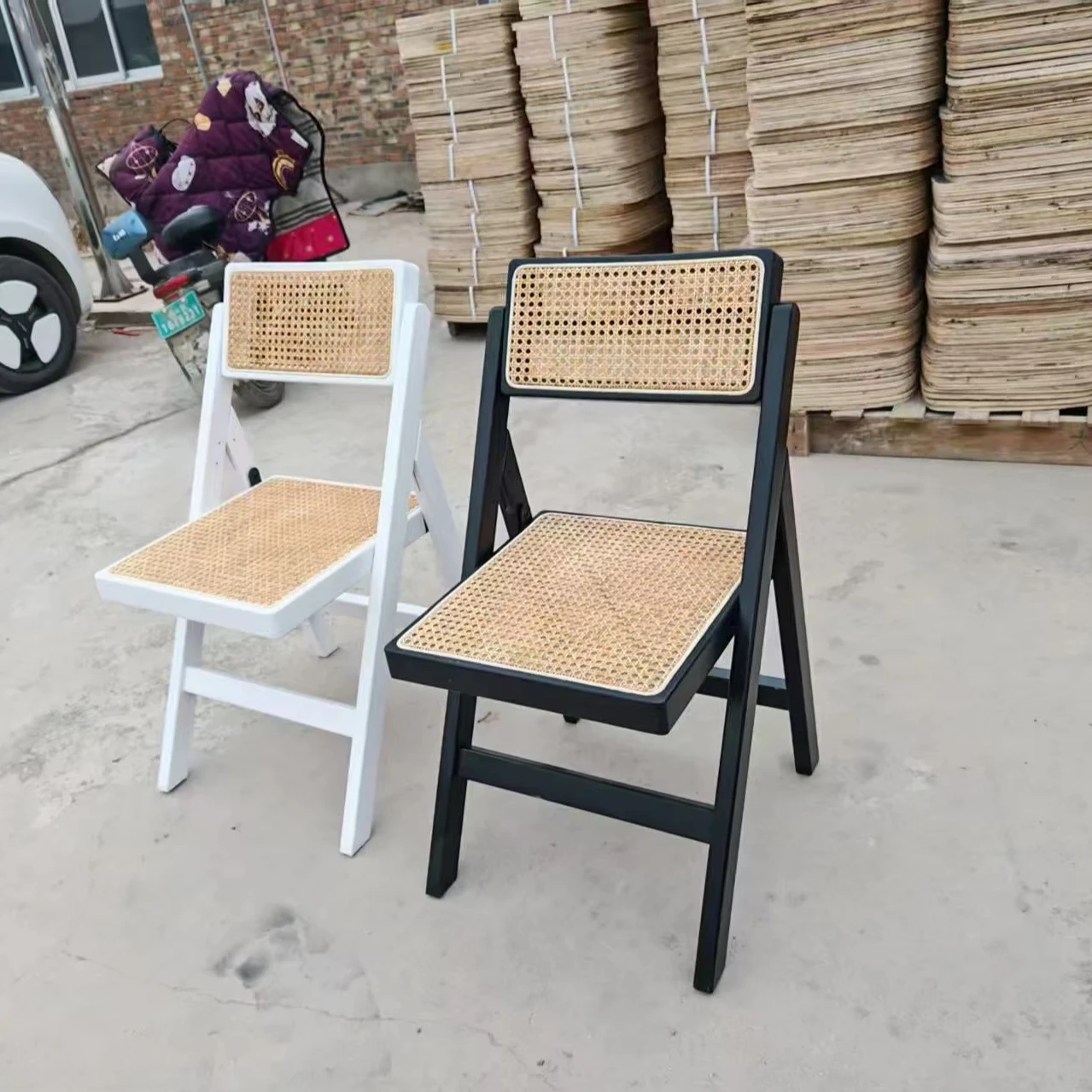 Wooden Foldable Dining Chair, Coffee Shop Chair, Home Use Leisure Backrest Dining Chair, Vintage-Style Wooden Foldable Chair