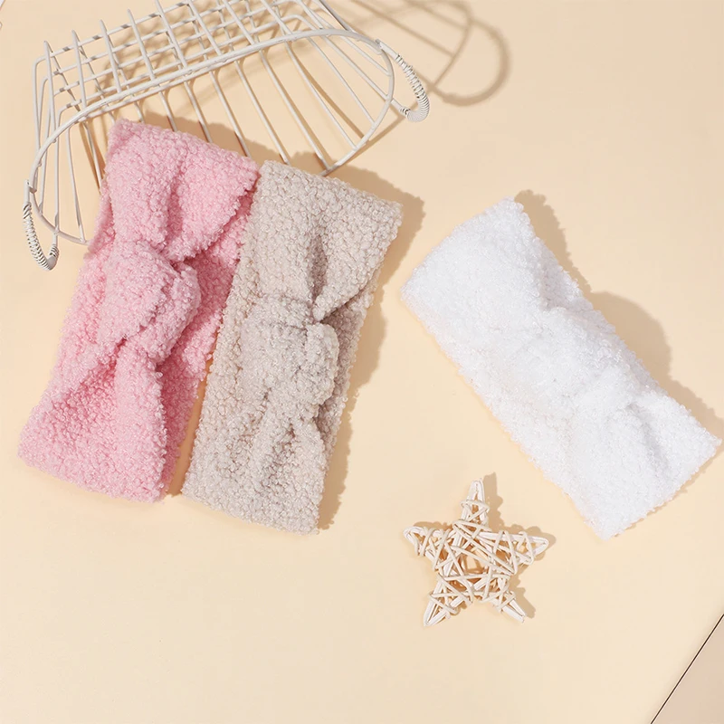 

Зимняя детская повязка на голову, 3 шт., аксессуары для волос для новорожденных девочек, детский головной убор, большой узел, Тедди, тканевая детская повязка для волос