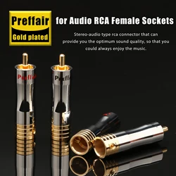 Preffair 4 Pcs R1703 RCA Plug Audio Cable Male Connector Gold plated  for Audio RCA Sockets DIY Signal Cables