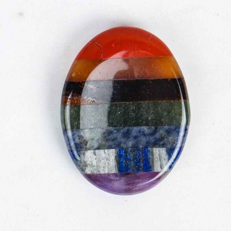 حجر شاكرا كوارتز كريستالي طبيعي للشفاء ، أحجار كريمة الإبهام للقلق ، مدلك شاكرا للشفاء ، 7 ألوان ، ديكور منزلي #6