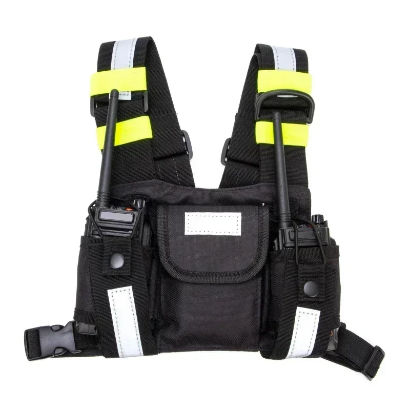 วิทยุไหล่ Holster วิทยุสองทางสะท้อนแสงสายรัดผู้ถือกระเป๋าเสื้อกั๊ก Rig Walkie Talkies Front Pack กระเป๋ากรณี