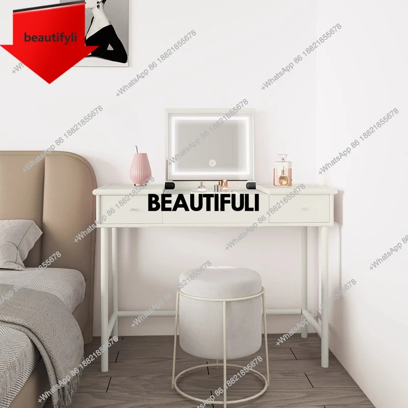 X188 Solid wood dresser bedroom modern simple computer desk integrated light luxury flip mirror with light multi-color ins dress