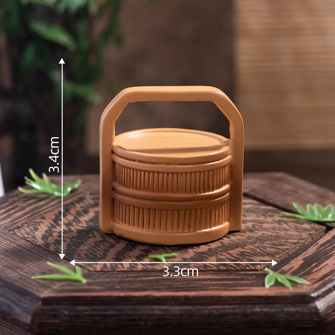 

6pcs Miniature Resin Bamboo Woven Food Box Simulation Ornament For Dollhouse Fairy Garden Landscaping Micro Landscape Plants