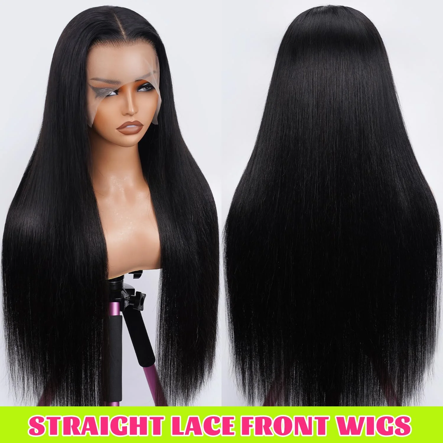 32 pouces perruques droites cheveux humains pré plumé droite dentelle avant perruques cheveux humains 200 densité 13x4 HD dentelle frontale perruque pour les femmes