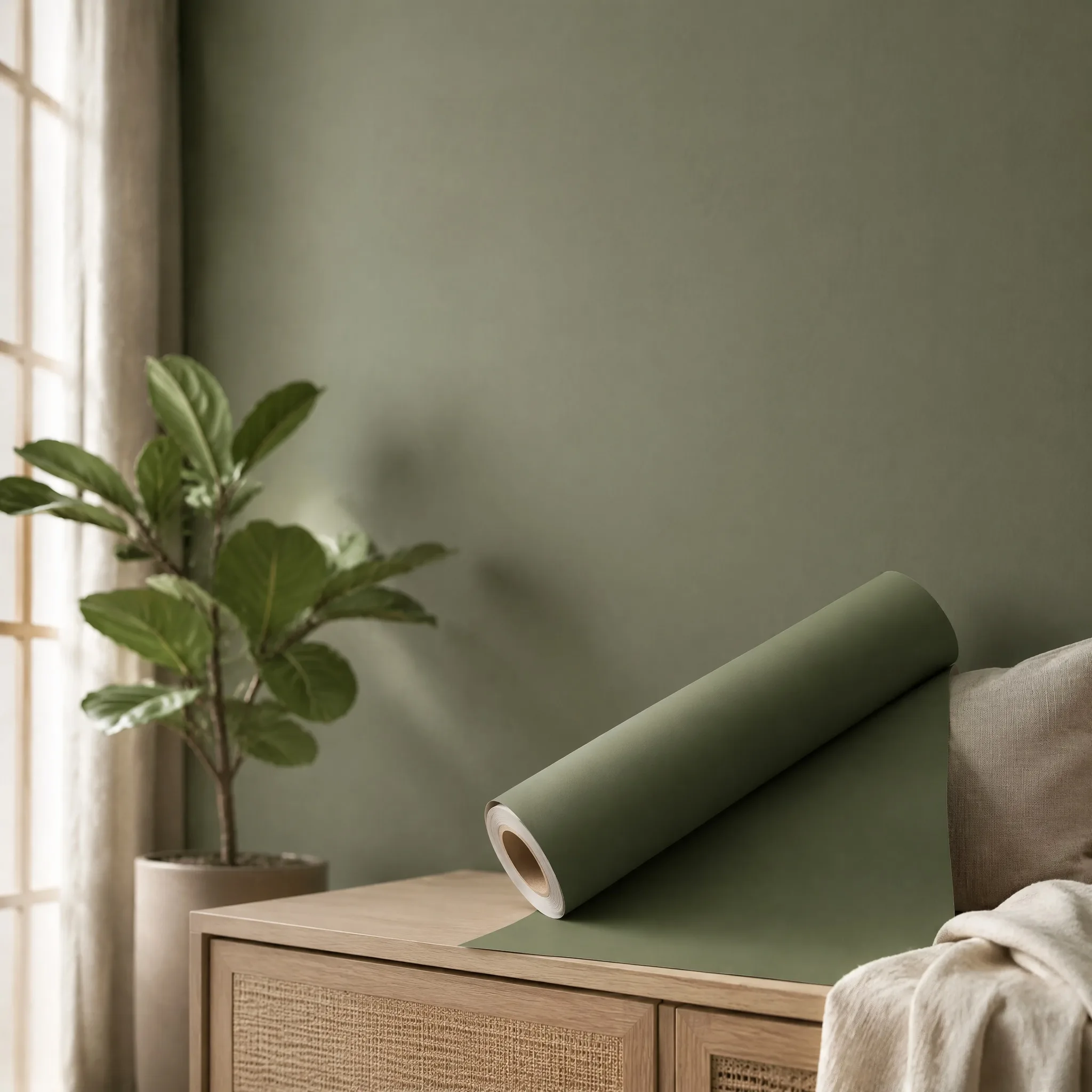 Minimalist Sage Green Solid Contact Paper Matte Self Adhesive Peel Stick Wallpaper for Nordic Aesthetic Room Wall Furniture Reno