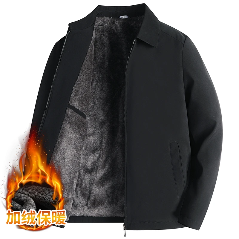 2024Autumn/Winter New Men's Stand up Collar Casual Cotton Jacket with Thick Velvet for Warmth and Slim Fit Short Winter Coat Top