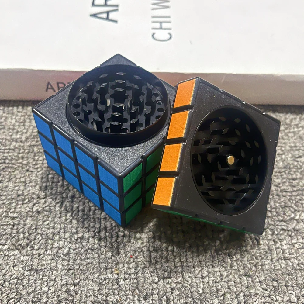2.4inch Metal Cube Herb Grinder Manual Pepper Mortar Pestle 4 Layers Mill Salt Spice Tobacco Grinder Bud Cigarette Smoking Tool