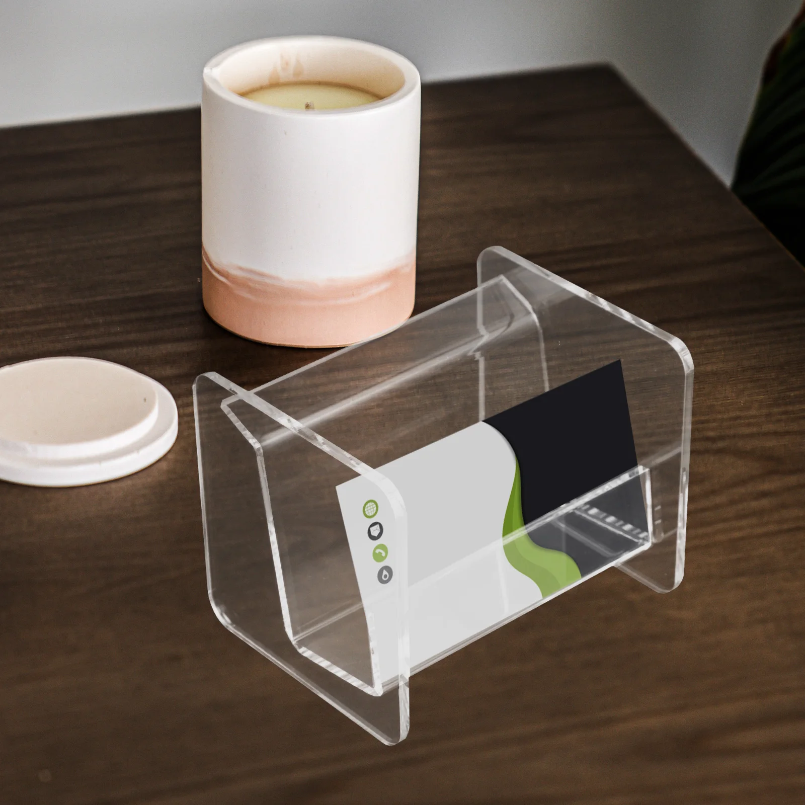 1pc Acrylic Business Card Holder Desk Display Rack Transparent Name Cards Organizer Storage Stand for Office Table