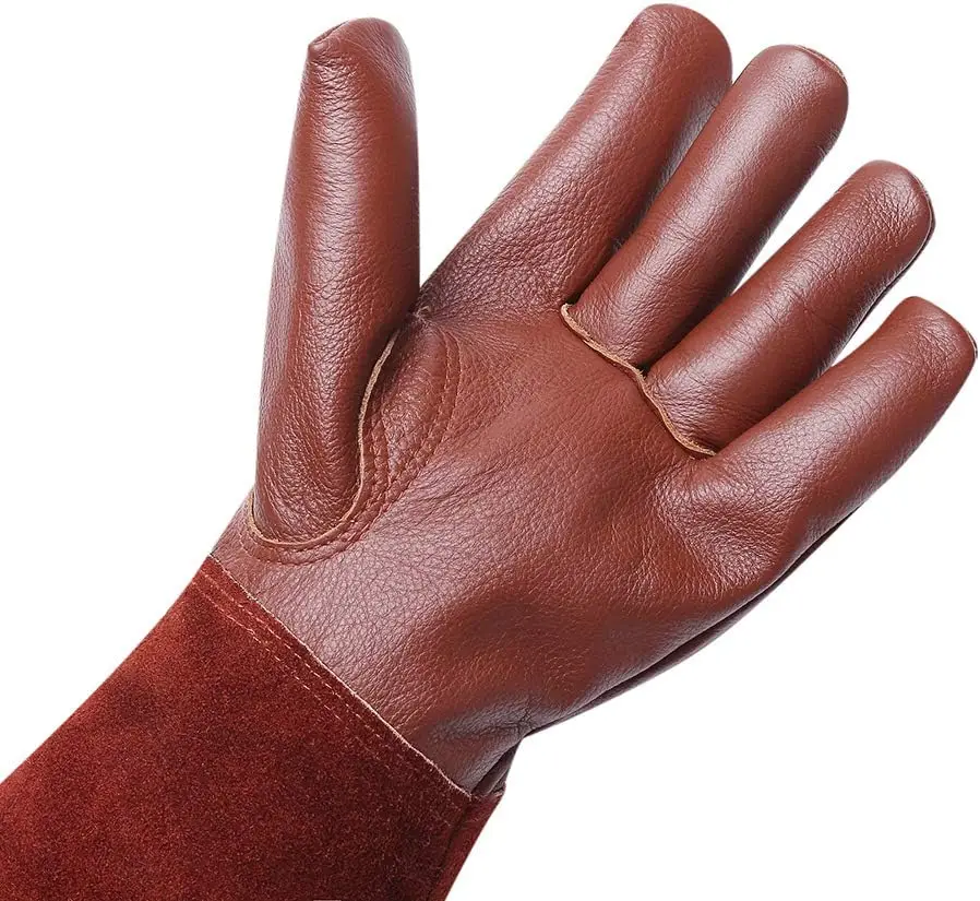 Gardening Gloves Women/Men - Thorn Proof Cowhide Leather Rose/Blackberry Pruning Long Forearm Protection Gauntlet