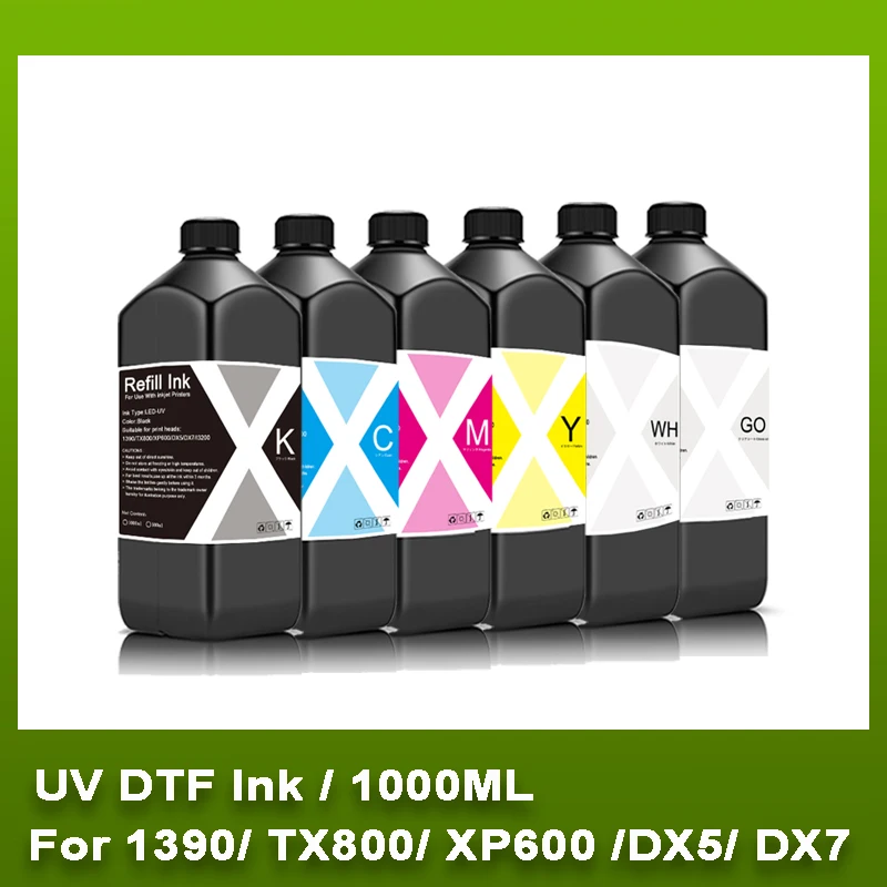 CFINK 1000ml Premium UV DTF Ink for Epson All Flatbed UV Printers for I3200 4720 XP600 TX800 for UV Sticker Printing