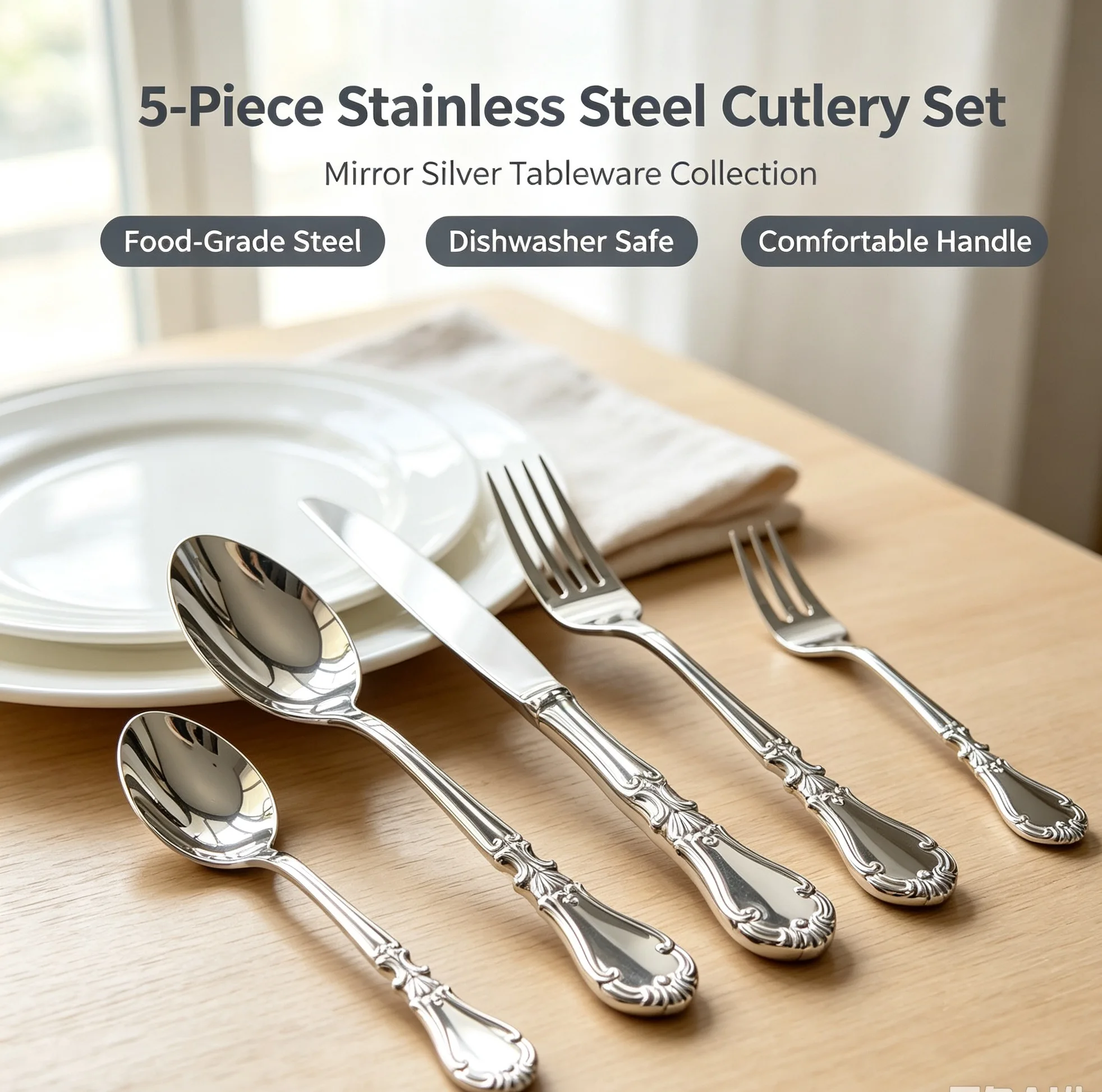 420/304 stainless Steel European-style palace handled Cutlery Set B view 2