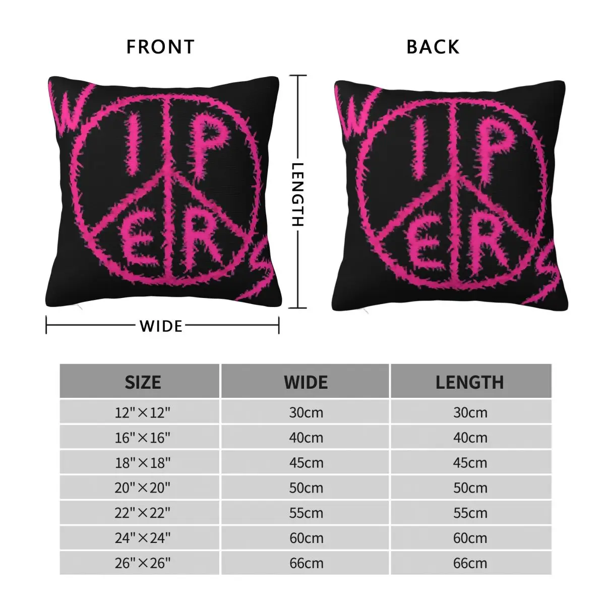Wipers Band Logo Pillowcase Polyester Linen Velvet Pattern Zip Decor Room Cushion Cover Wholesale 45x45