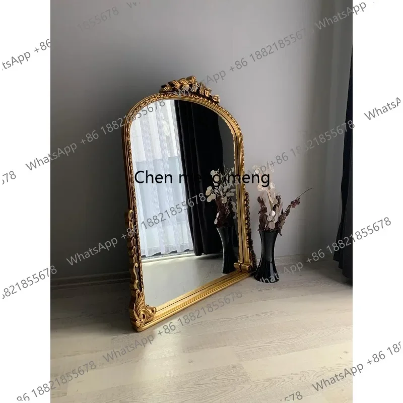 01A French makeup mirror desktop wall hanging retro bathroom vanity mirror wall hanging fireplace decorative mirror