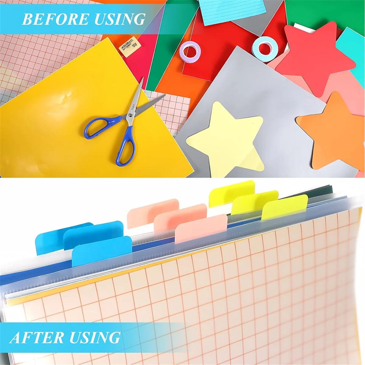 ADP-36 Pcs 12x12 Scrapbook Paper Storage Organizer with 90 Pcs Sticky Index Tabs for Holds Scrapbook Paper Cardstock Vinyl