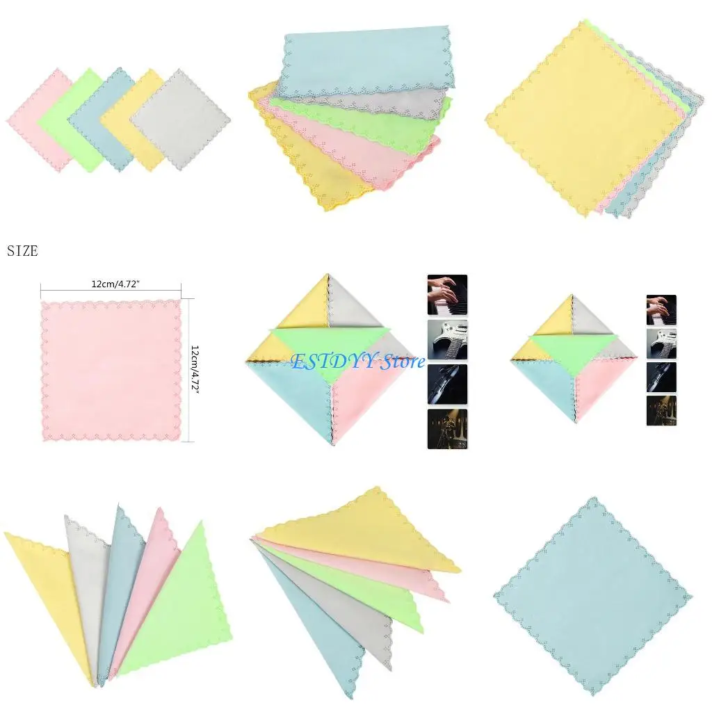 

G6DE 5Pcs Microfiber Polishing Cleaning Cloth for Musical Instruments Polishing Cloth