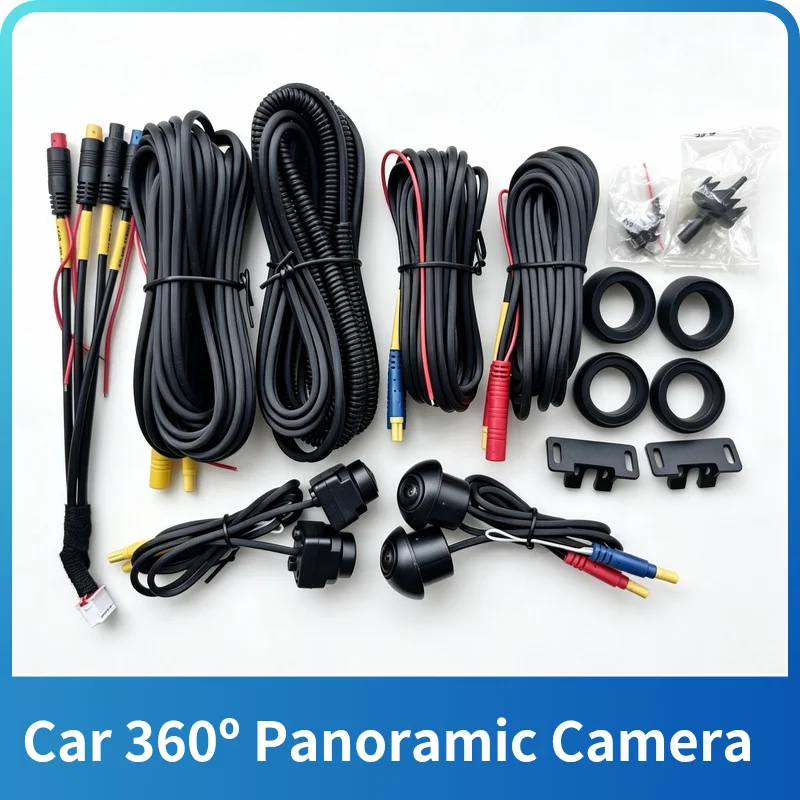 3D 360 Panoramic Car Camera Rear+Front+Left/Right Bird View WDR 8K AHD 1080P Suitable for Android Radio 360 App with Hole Opener